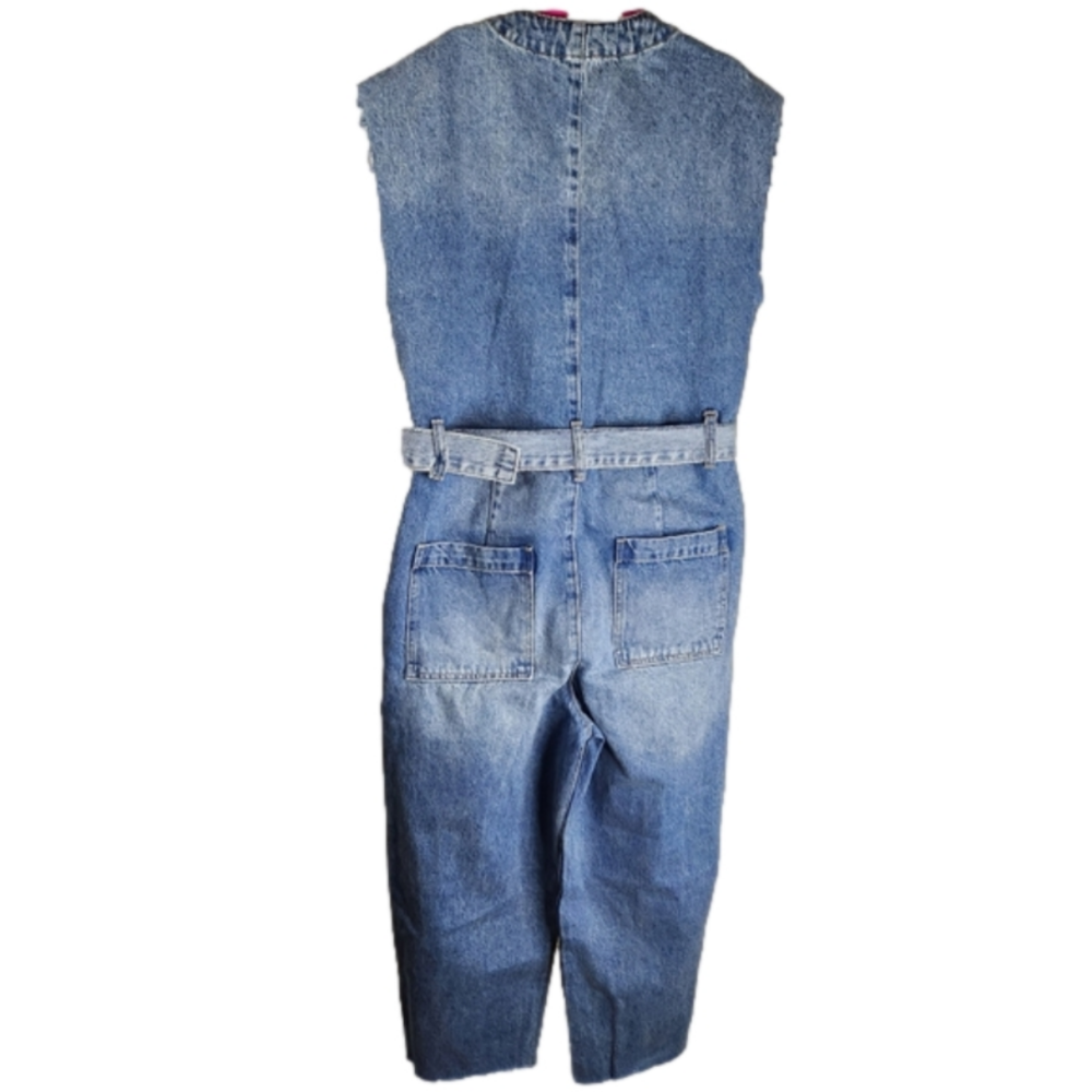 Blank NYC NWT Distressed Cropped Denim Jumpsuit Women's Size XSmall - Picture 13 of 13